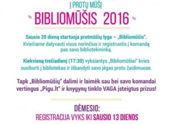Kviečiame registruotis į protų mūšį BIBLIOMŪŠIS 2016