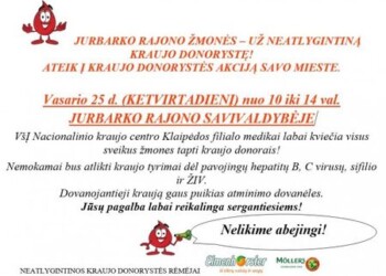 Jurbarko rajono savivaldybėje – kraujo donorystės akcija