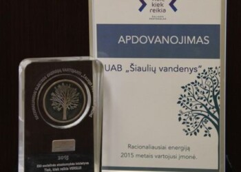 UAB „Šiaulių vandenys“ pelnė racionaliausios įmonės apdovanojimą
