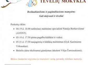 Plungės rajono savivaldybės visuomenės sveikatos biuras kviečia į TĖVELIŲ MOKYKLĄ