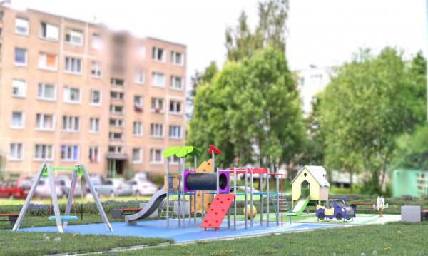 Šiaulių g. įrenginėjama nauja vaikų žaidimo aikštelė (projektas)