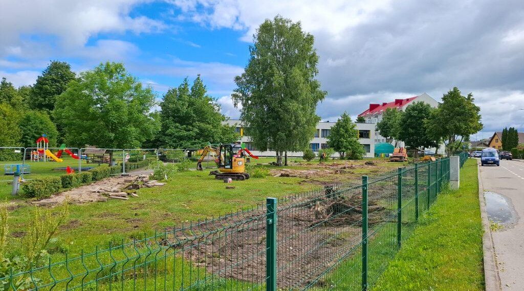Modulinio pastato statybos darbai/Klaipėdos raj.sav.nuotr.