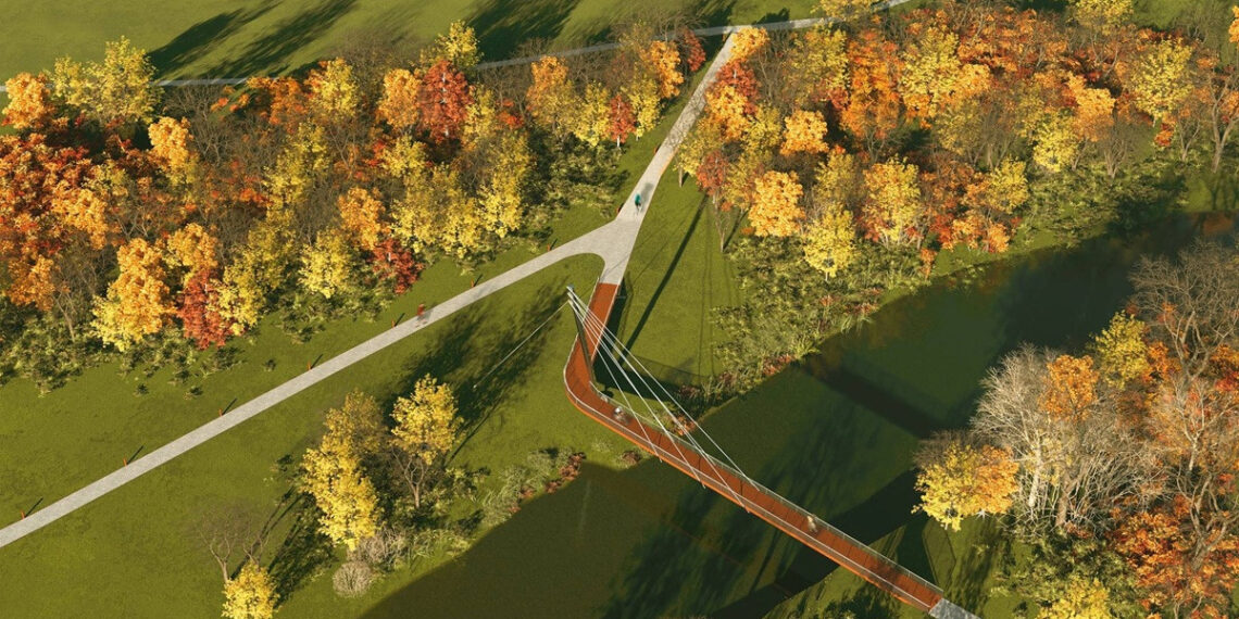 Dviračiams skirtos infrastruktūros įrengimas – tilto per Ventos upę pastatymas/Mažeikių raj.sav.nuotr.vizija